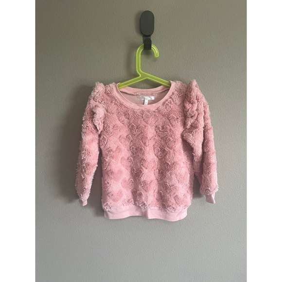 Girls Tahari Girl Sweatshirt Size 5 Pink Fuzzy Heart - Picture 1 of 7